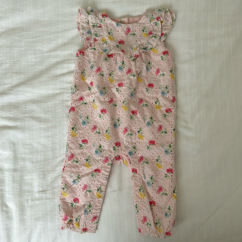 JANIE & JACK FLORAL EYELET JUMPSUIT